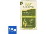 Dalan D'olive - Sapone All'olio D'oliva Puro - 200 Grammi - 1 Compressa Di Sapone - Confezione Valore - 15 Barre