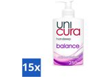Unicura - Sapone Liquido Per Le Mani - Antibatterico - Balance - 250 Ml - Confezione Risparmio - 15 Pezzi