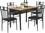 Costway Set Tavolo Da Pranzo 5 Pezzi, Gruppo Da Pranzo Con 4 Sedie Imbottite, Tavolo Da Cucina Tavolo Bistrot Sala Da Pranzo Gruppo Di Seduta 4 Persone Legno Per Cucina, Sala Da Pranzo