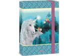 Ars Una A4, Cartella Porta Quaderni Per Cartelle, Con Elastico E Alette Interne, Stardust - Unicorno E Fate, Turchese, Per Bambina