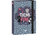 Ars Una A4, Cartella Porta Quaderni Per Cartelle, Con Elastico E Alette Interne, Think Pink - Gatti, Grigio-Rosa, Per Ragazze