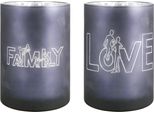 Gilde Windlicht, Zylindrisch, "Family"", Schriftzug, Glas, Grau, , 2 StüCk Wie Abgebildet, H. 18 Cm, D. 12 Cm 50692"