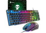 Set Tastiera E Mouse Da Gioco Arcobaleno Led 104 Tasti Tastiera Usb Illuminata 2400DPI 6 Tasti Mouse Ottico Da Gioco Mouse+Tappetini Per PS4 Xbox Pc
