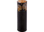 Gilde Windlicht, Zylindrisch, "Lebensbaum"", Baummotiv, Metall, Schwarz, , H. 51 Cm, D. 15,5 Cm 55014"