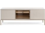 Porta Tv Moderno Con Frontale A Coste, 154×56×39 Cm, Cashmere / Oro