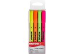Penna Evidenziatore Kores, Punta A Cuneo: 0,5 - 3,5 Mm, Confezione Da 4 Pz
