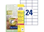 Avery Zweckform L4718REV-20 Etichette Resistenti Alle Intemperie, Rimovibili, 70 X 37 Mm, 20 Fogli/480 Etichette, Bianco