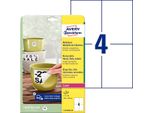 Avery Zweckform - Poliestere - Opaco - Adesivo Rimovibile - Bianco - A6 (105 X 148 Mm) 80 Etichette (20 Fogli X 4) Etichette Impermeabili