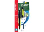 Stilografica Per La Scuola Con Pennino Standard M - Stabilo Easybuddy In Nero/Lime - Colore Di Scrittura Blu (Cancellabile) - Penna Singola - Cartuccia Inclusa