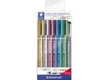 Staedtler 8323-SWP6P Staedtler Marcatore Permanente Metallico, Confezione Da 6 + Fodera Pigmentata