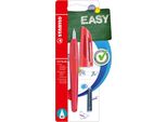 Stilografica Per La Scuola Con Pennino Standard M - Stabilo Easybuddy In Corallo/Rosso - Colore Di Scrittura Blu (Cancellabile) - Penna Singola - Cartuccia Inclusa