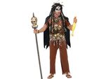 Inquietante Costume Voodoo Da Uomo Motivo Teschio Marrone-Nero