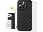 Case Baseus Synthetic Fiber Iphone 15 Pro + Tempered Glass