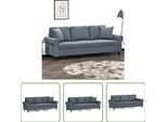 The Living Store Divano A 3 Posti Con Cuscini Decorativi In Velluto Grigio Scuro 180 Cm