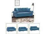 The Living Store Divano A 2 Posti Con Cuscini Decorativi In Velluto Blu 140 Cm