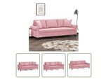 The Living Store Divano A 3 Posti Con Cuscini Decorativi In Velluto Rosa 180 Cm