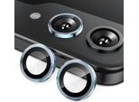 Per Samsung Galaxy Z Flip7 5G Anello Di Protezione In Alluminio + H9 Vetro Duro Temperato Azzurro