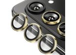 Per Samsung Galaxy Z Fold7 5G Alluminio Protezione Anello Fotocamera + H9 Vetro Duro Temperato Oro