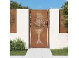 The Living Store Cancello Da Giardino 105X205 Cm In Acciaio Corten Design Ad Albero