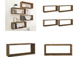 Vidaxl Mensole A Cubo 4 Pz. Rovere Affumicato 60X15X23 Cm Materiale A Base Di Legno - Mensola A Muro - Mensole A Muro - Cubo Portaoggetti - Mensola A Cubo