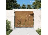 The Living Store Cancello Da Giardino 85X100 Cm In Acciaio Corten Grass Design
