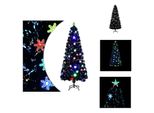 Vidaxl Albero Di Natale Con Fiocchi Di Neve Led Nero 210 Cm Fibra Ottica - Alberi Di Natale
