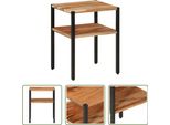 The Living Store Tavolino 35X35X45 Cm In Legno Massiccio Di Acacia E Ferro