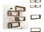 Vidaxl Mensole A Cubo 4 Pz. Rovere Affumicato 60X15X23 Cm Materiale A Base Di Legno - Mensole A Muro
