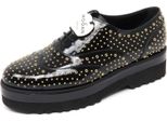 B8813 Scarpa Classica Donna Hogan Club H308 Scarpe Nero Borchie Oro Shoe Woman