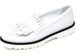 D0558 Mocassino Donna Hogan H259 Scarpa Bianco/Nero Frangia Loafer Shoe Woman