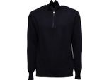 9838Y Maglione Uomo Messagerie Wool Blue Sweater Mid Zip Man