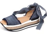 F4134 Sandalo Donna Tissue Blu Jeans Hogan H360 Scarpe Sandal Shoe Woman