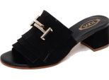 F3232 Sandalo Donna Black Tod's Scarpe Sandal Suede Shoe Woman