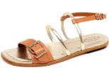 F3244 Sandalo Donna Brown/Gold Tod's Scarpe Sandal Shoe Woman
