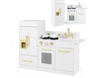 Cucina Per Bambini Costway Con Frigorifero, Cucina Da Gioco In Legno Con Fornello, Lavello E Lavastoviglie, Cucina Giocattolo Con Accessori, Cucina In Legno Per Bambini A Partire Dai 3 Anni Di Età