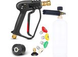 Rosfix Set Pistola Per Idropulitrice Ad Alta Pressione + Spruzzatore Di Schiuma 1 L + 5 Ugelli – Ricambio Per KäRcher K2 – K7 | 300 Bar