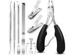 Inf Set Di 8 Tagliaunghie In Acciaio Inossidabile Per Unghie Incarnite E Spesse Nero