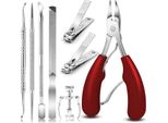 Inf Set Di 8 Tagliaunghie In Acciaio Inossidabile Per Unghie Incarnite E Spesse Rosso