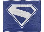 Superman - Coperta Con Logo, Setosa, Supermorbida TV23526 (Taglia Unica) (Blu/Bianco)