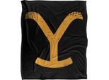 Yellowstone - Coperta Con Logo, Setosa E Morbida TV23667 (Taglia Unica) (Nero/Giallo)