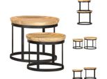 Vidaxl Tavolini Rotondi 2 Pz. Legno Massiccio Di Mango E Acciaio - Tavolini