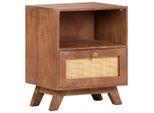 The Living Store Comodino 40X30X50 Cm In Legno Massiccio Di Mango