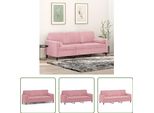 The Living Store Divano A 3 Posti Con Cuscini Decorativi In Velluto Rosa 180 Cm