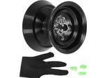 Palla Da Yoyo Non Reattiva In Lega Di Alluminio Avanzata Senza Sbiadimento Squisita Per La Competizione Con Guanto 3PCS Corde Nero