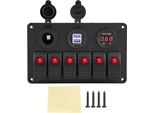 12 V 24 V 6 Gang Auto Barca Marina Led Interruttore A Bilanciere Pannello Doppio Usb Voltmetro Accendisigari Rosso