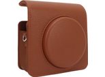 Custodia Vintage Per Fotocamera In Finto Cuoio Marrone -Sezione Anteriore Rimovibile Con Protezione A Tracolla Regolabile Per Instax SQ40