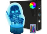 Lampada Notturna 3D Led Lord Vader Star Wars Usb / Batterie + Telecomando Rgb