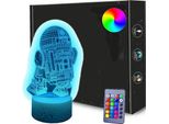 Lampada Notturna 3D Led Robot Star Wars Usb / Batterie + Telecomando Rgb