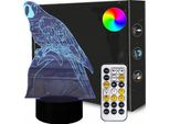 Lampada Notturna 3D Led Papagei Usb + Telecomando