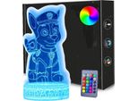Luce Notturna A Led 3D Chase Paw Patrol Usb / Batterie + Telecomando Rgb